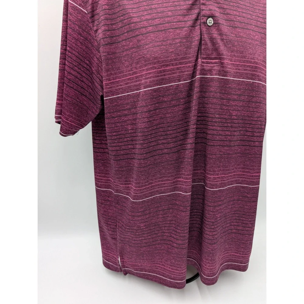PG Tour Mens‎ Medium Burgundy Striped Golf Polo Shirt M